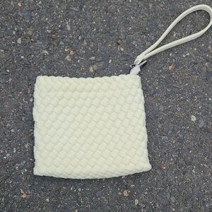 Elegant Cream Woven Wristlet